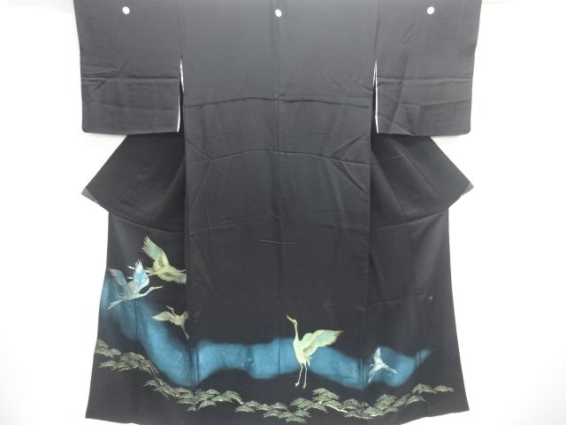 作家物　箔置き鶴模様刺繍留袖(比翼付き)