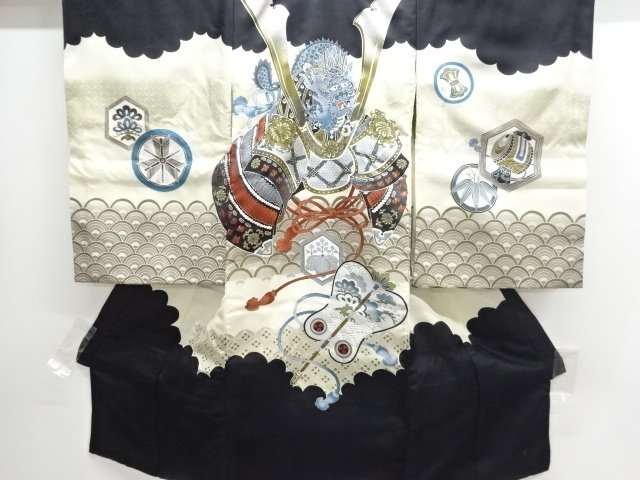 兜模様男児着物（長襦袢・内袖付き）