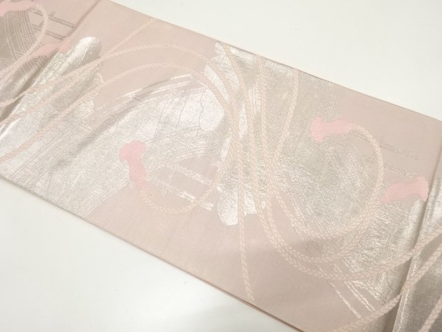 アンティーク　橋に雲・組紐模様織り出し袋帯（材料）