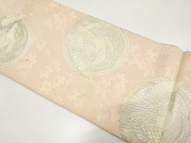 JAPANESE KIMONO / ANTIQUE FUKURO OBI / WOVEN PHOENIX / AUTUMN LEAVES P