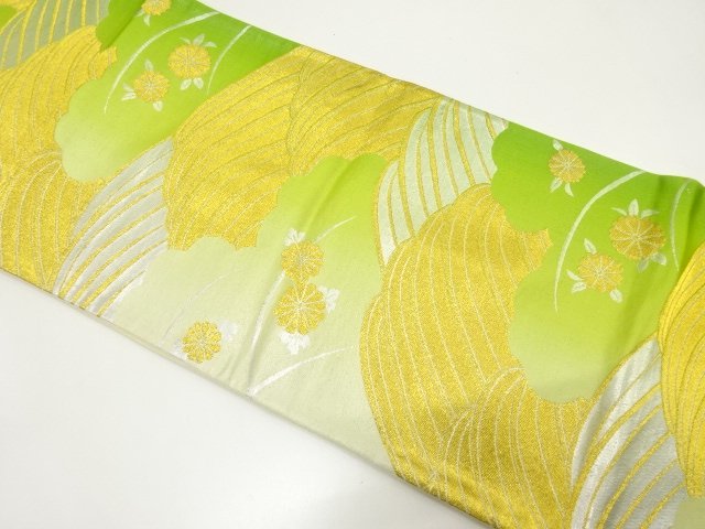 アンティーク　荒波に菊模様織り出し袋帯（材料）