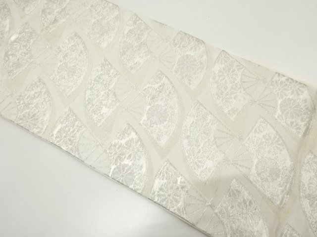 アンティーク　扇に草花模様織り出し袋帯（材料）