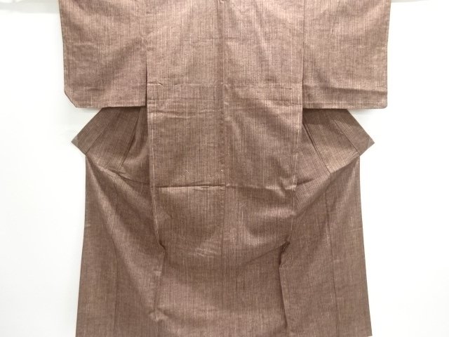 未使用品　縞織り出し手織り紬単衣着物