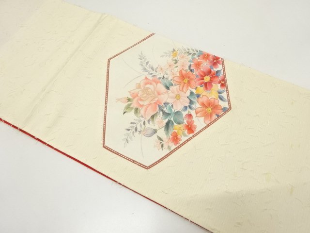 JAPANESE KIMONO / ANTIQUE FUKURO OBI / SILK / HIGE TSUMUGI / SAGARA KNOTS / FLOWER