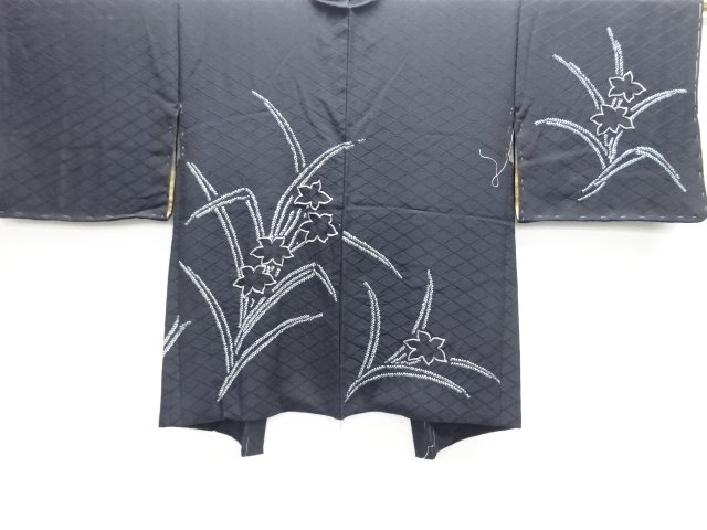 JAPANESE KIMONO / ANTIQUE HAORI COAT / TAISHO ROMAN / EMBROIDERY / SHIBORI / PLANT 