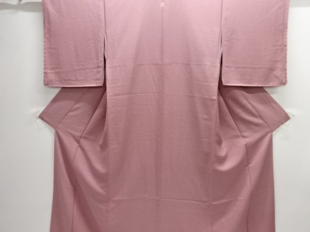 未使用品　花模様織り出し一つ紋色無地着物