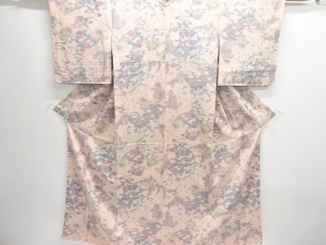 JAPANESE KIMONO / KOMON / STREAM WITH FLOWER