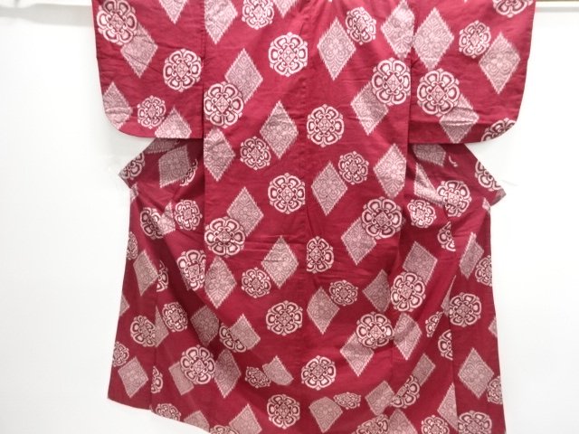 JAPANESE KIMONO / ANTIQUE KIMONO / MOKA COTTON / FLORAL CREST