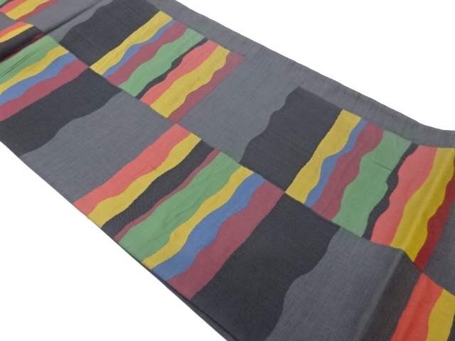 JAPANESE FUKURO OBI / WOVEN ABSTRACT STRIPE