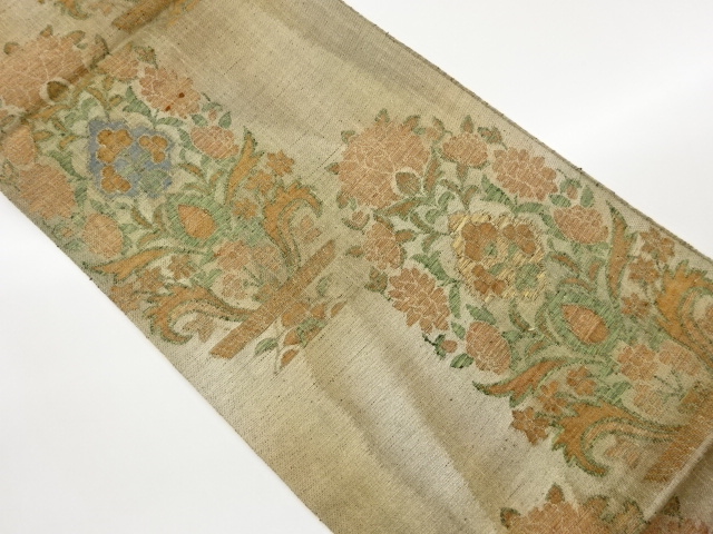 JAPANESE FUKURO OBI / WOVEN ABSTRACT FLOWER / BY JURAKU