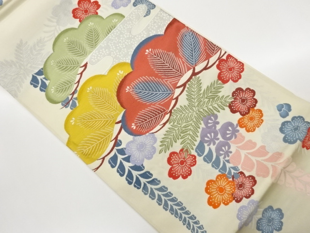 JAPANESE FUKURO OBI / WOVEN WISTERIA & SAKURA