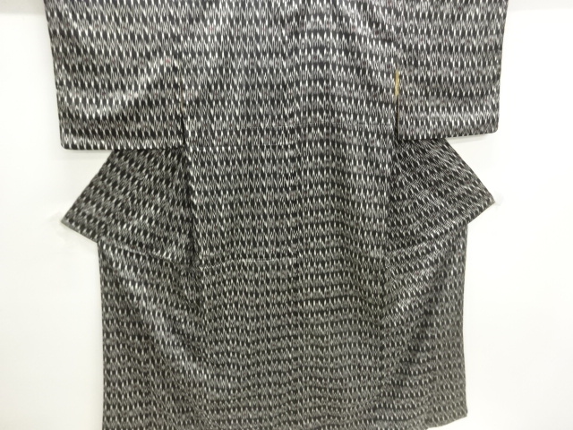 JAPANESE KIMONO / ANTIQUE OMESHI / TAISHO ROMAN STYLE / SILK / WOVEN KASURI PATTERN