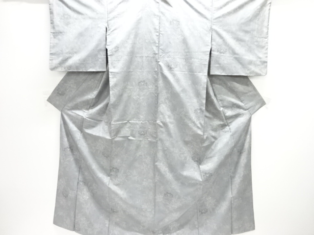 JAPANESE KIMONO / OSHIMA TSUMUGI / WOVEN FLORAL PLANTS / 7MARUKI