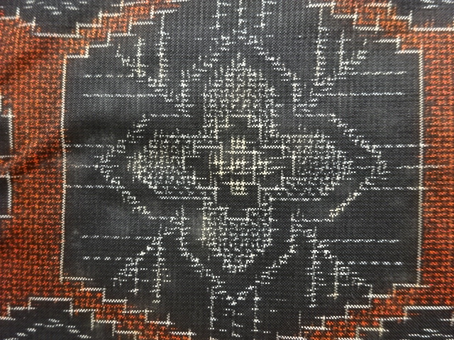 JAPANESE KIMONO / ANTIQUE ENSEMBLE KIMONO / SILK / DORO OSHIMA TSUMUGI / WOVEN FLOWER