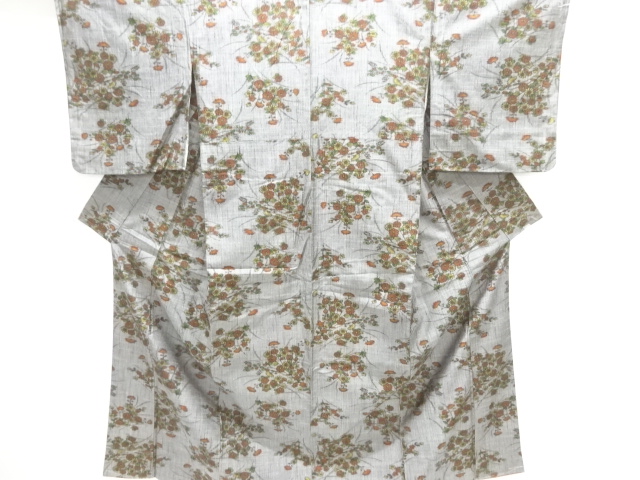 JAPANESE KIMONO / TSUMUGI / WOVEN FLORAL PLANTS