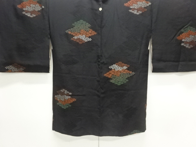 大正ロマン　漆松皮菱に花模様織り出し羽織