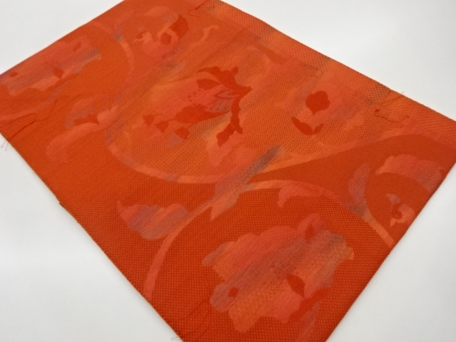 JAPANESE NAGOYA OBI / CHIKUZEN HAKATA / UNUSED / WOVEN FLOWER ARABESQUE