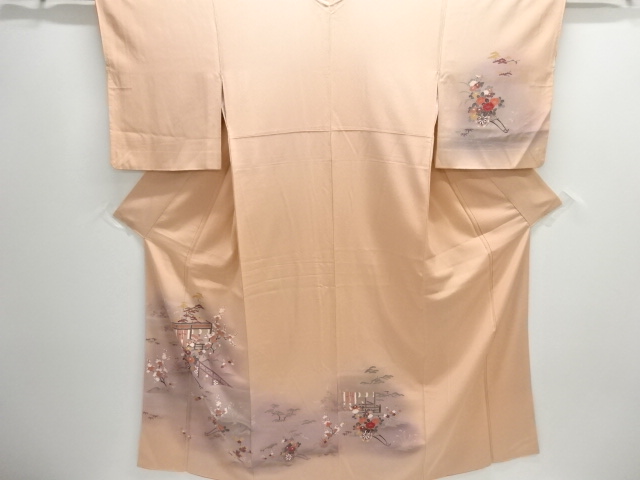 JAPANESE KIMONO / HOMONGI / SILK / MANSIONS & FLORAL CART