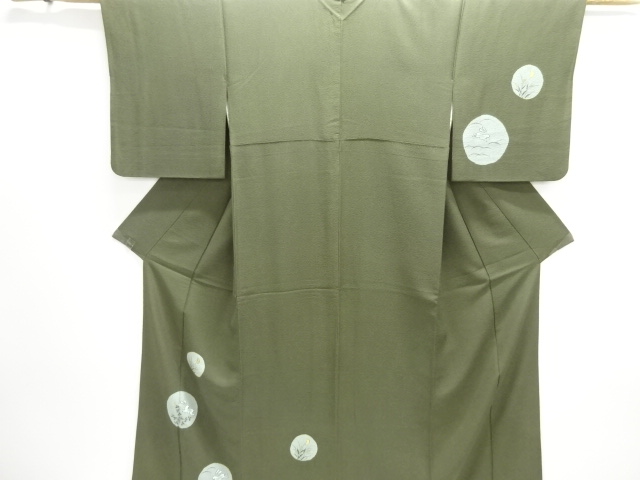 JAPANESE KIMONO / HOMONGI / SILK / SHIBORI / RABBIT & HAGI & CRESCENT MOON