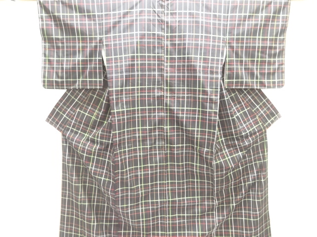 JAPANESE KIMONO / YONEZAWA TSUMUGI / WOVEN GRID 