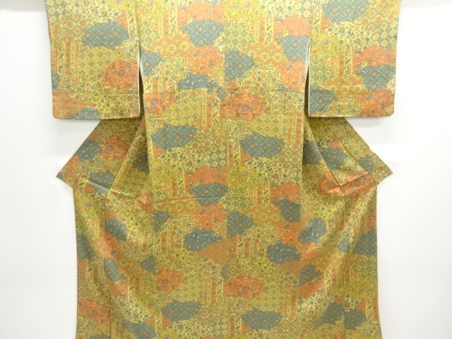 JAPANESE KIMONO / KOMON / CHIRIMEN / FLORAL SARASA / ARTIST WORK