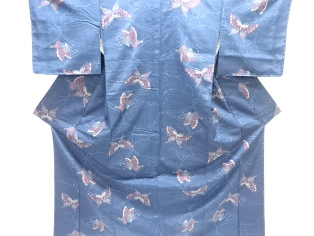 JAPANESE KIMONO / UNUSED TSUMUGI / WOVEN BUTTERFLY 