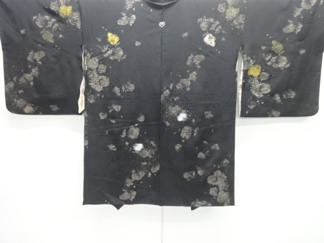 JAPANESE ANTIQUE HAORI / TAISHO ROMAN STYLE / SILK / WOVEN ABSTRACT PATTERN