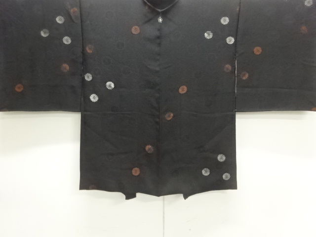 大正ロマン　漆菊模様織り出し一つ紋羽織