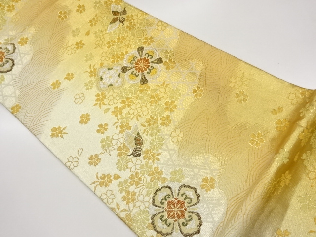 JAPANESE FUKURO OBI / WOVEN SAKURA & BUTTERFLY