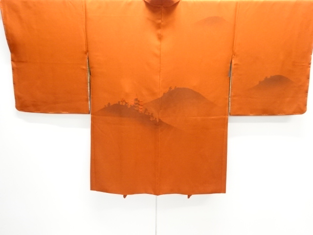 JAPANESE HAORI COAT / EMBROIDERY / VIEW OF PAGODA 