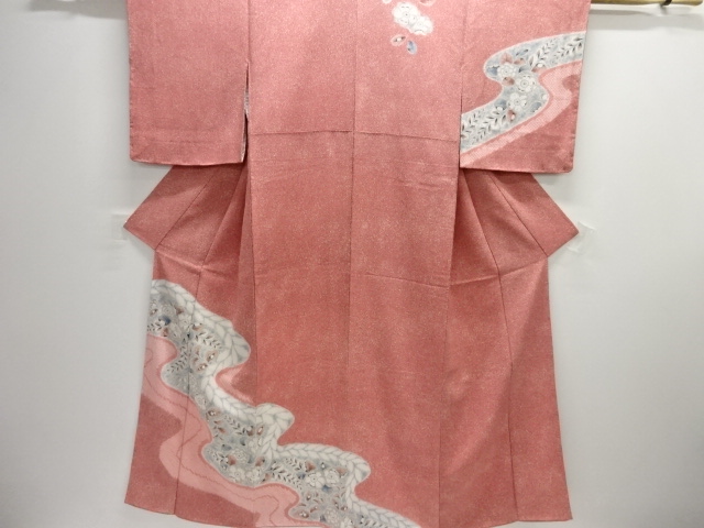 JAPANESE KIMONO / HOMONGI / SILK / SHIBORI / STREAM & TSUJIGAHANA