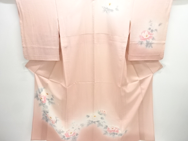 JAPANESE KIMONO / HOMONGI FOR SUMMER / SILK / PEONY & BUTTERFLY