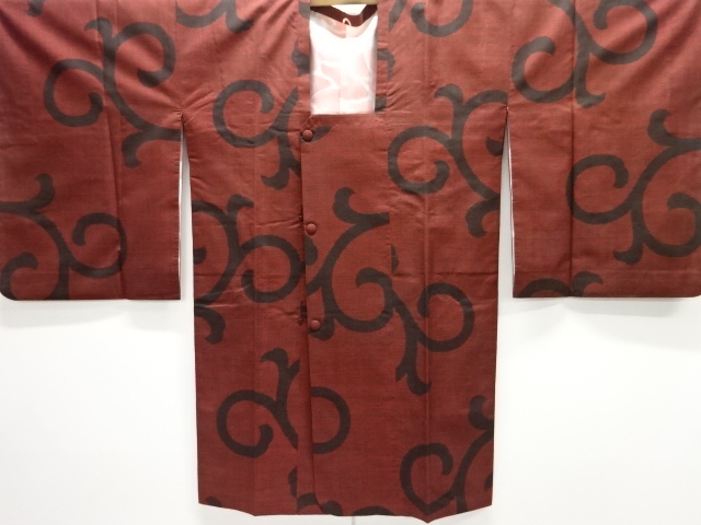 JAPANESE KIMONO / HAORI / SILK / DORO OSHIMA TSUMUGI / WOVEN ARABESQUE