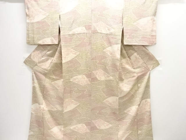 JAPANESE KIMONO / ANTIQUE KIMONO / SILK / TSUMUGI / JIGAMI & FLORAL CLASSICAL PATTERN