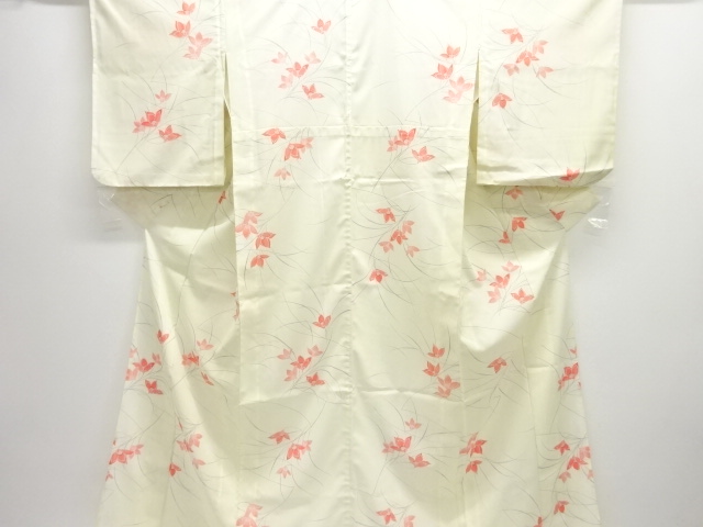 駒絽 草花模様小紋着物