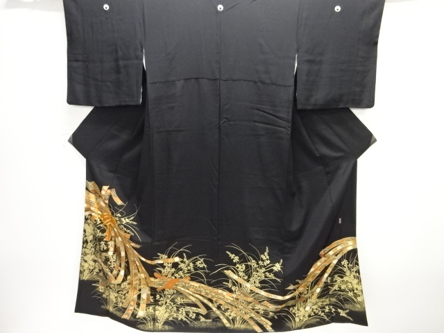 JAPANESE KIMONO / TOMESODE / SILK / EMBROIDERY / NOSHI & FLORAL PLANTS