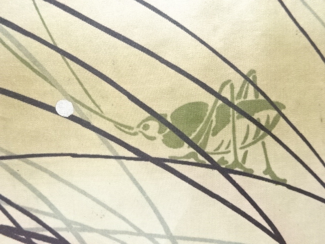 アンティーク　キリギリス模様肩裏紋付羽二重男物羽織