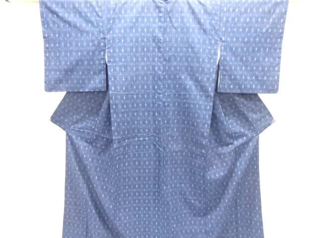 JAPANESE KIMONO / ANTIQUE KIMONO / SILK / TSUMUGI / WOVEN STRIPE & KASURI PATTERN