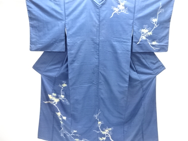 JAPANESE KIMONO / ANTIQUE KIMONO / SILK / FUSHI TSUMUGI / WOVEN AUTUMN LEAVES