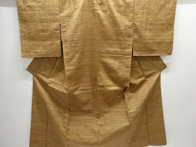 JAPANESE KIMONO / ANTIQUE HITOE KIMONO / SILK / TSUMUGI / WOVEN STRIPE