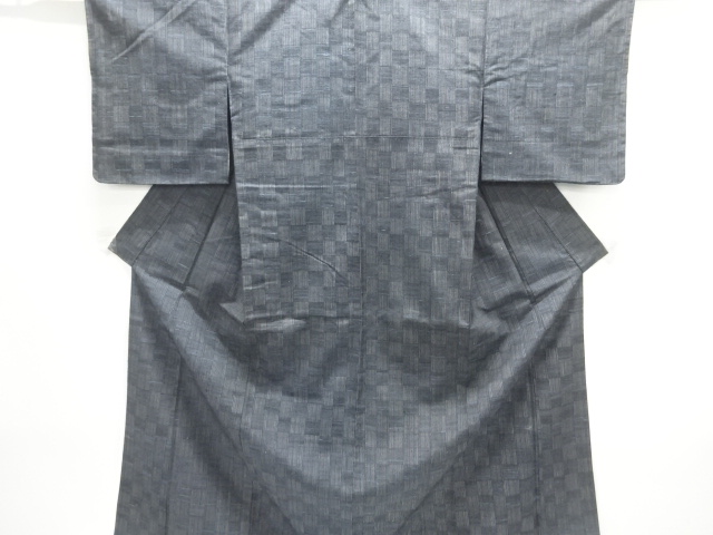 JAPANESE KIMONO / TSUMUGI / WOVEN CHECKERED