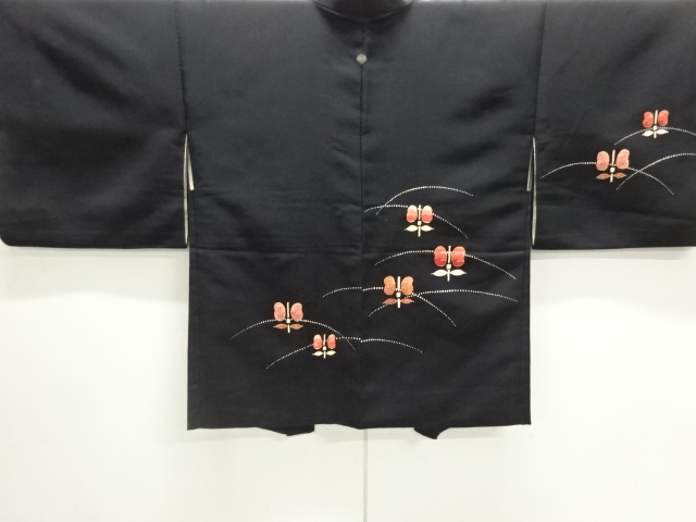 遠州椿模様刺繍一つ紋絵羽織