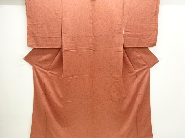 未使用品　縮緬地　草花小紋着物