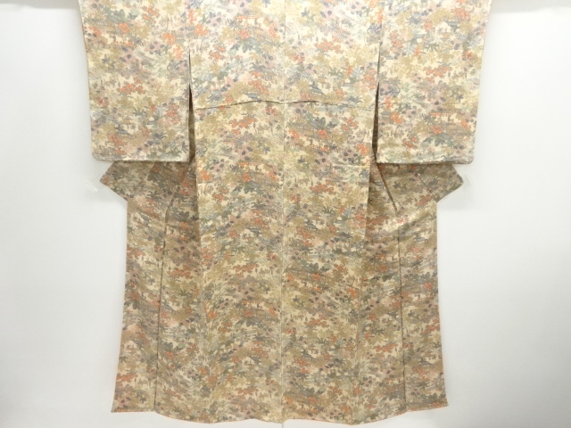 縮緬地時代人物風景模様小紋着物