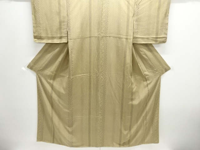 未使用品　縞に花唐草・麻の葉模様小紋着物