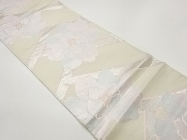 檜垣に牡丹模様織出し袋帯