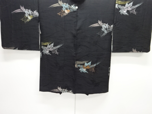 大正ロマン　草葉模様織り出し一つ紋羽織