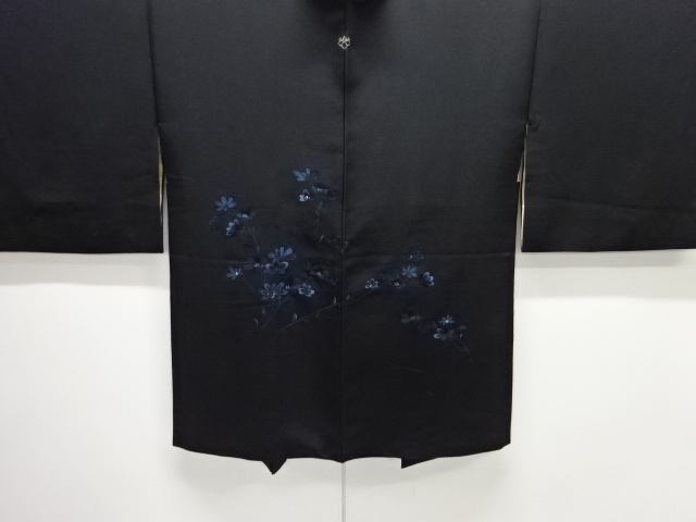 大正ロマン　枝花模様刺繍一つ紋絵羽織