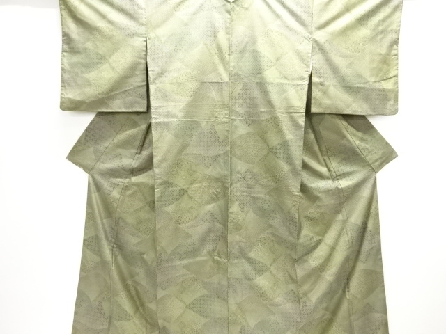 JAPANESE KIMONO / OSHIMA TSUMUGI / WOVEN GEOMETRIC / 7MARUKI