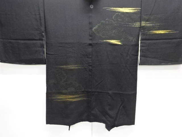 大正ロマン　雲取りに松竹模様織り出し漆一つ紋絵羽織